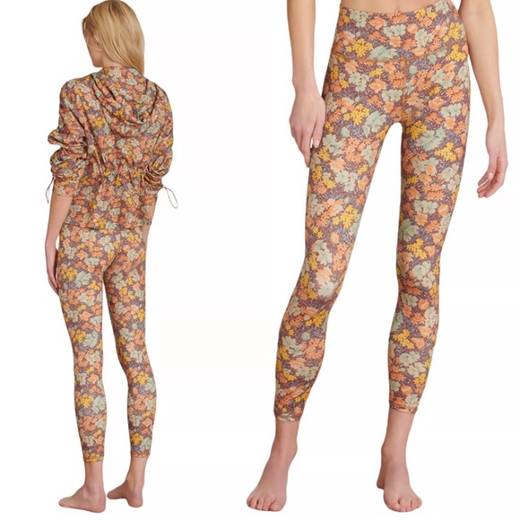 VERONICA BEARD‎ Vilena Leggings Floral Orange Multi High Rise Workout Medium - Picture 1 of 6